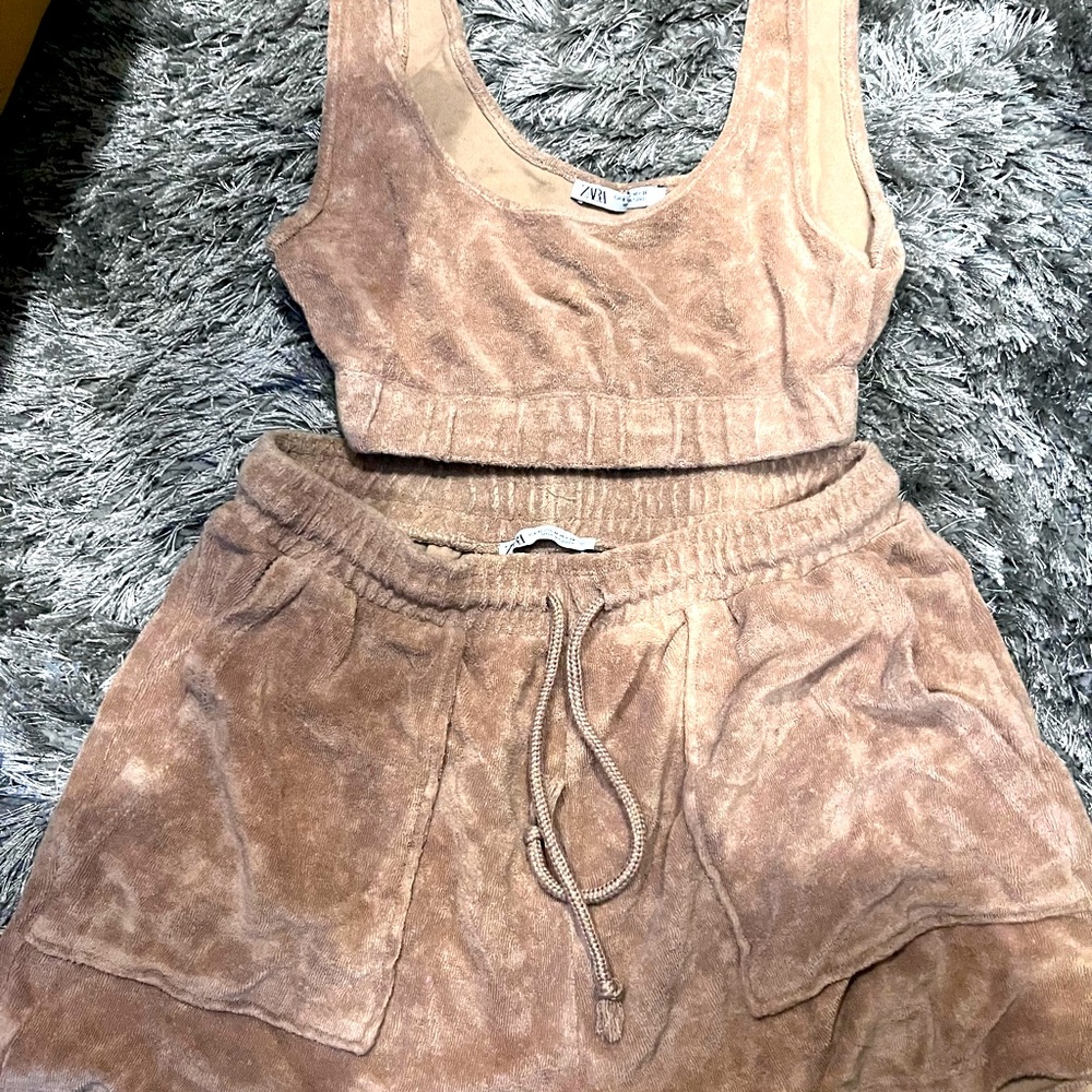 Zara Terrycloth top & shorts